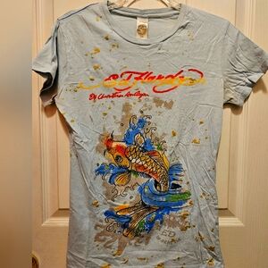 Medium rhinestoned Ed Hardy shirt